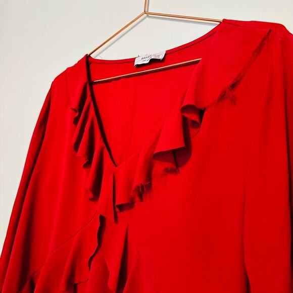 Bailey 44 Red Ruffled Layered Long Sleeve Blouse Size Large - Picture 7 of 11